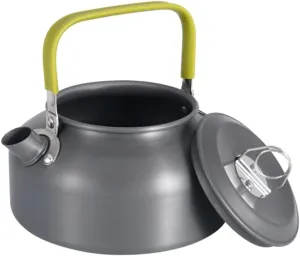 Kettle for Stove top 0.8L/27OZ Camping Kettle Camp Tea Coffee Pot Aluminum Outdoor Hiking Gear Portable Teapot Lightweight with Green Handle Kitchen Supplies Teapots