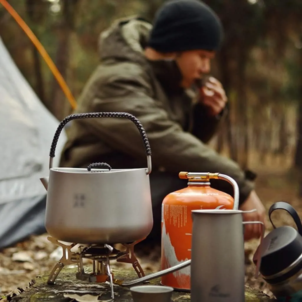 Kettle for Stove top 1L Titanium Kettle Outdoor Camping Coffee Tea Pot Water Kettle Apply to Induction Cooker for Picnic Travel Home Use Kitchen Supplies Teapots (One Color 1L/33.8OZ)