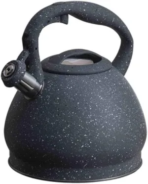 Kettle for Stove Top Stove Kettle Stainless Steel Kettle Creative Whistling Teapot with Wood Grain Silicone Paint Linked Handle Kitchen Supplies Teapots (Black
