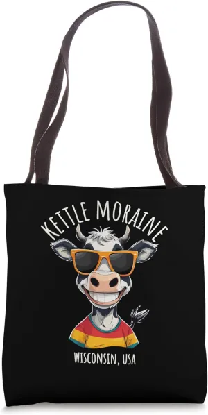 Kettle Moraine WI USA Funny Cow Cartoon Design Tote Bag