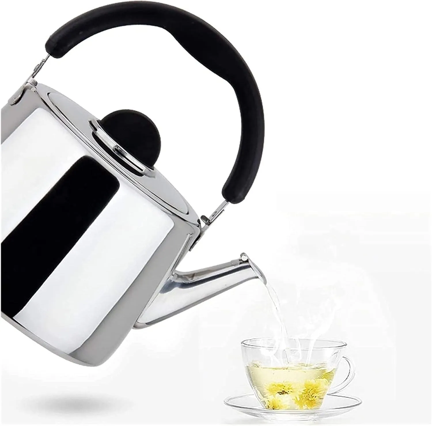 Kettle Stove Top Stainless Steel Whistling Kettle Lightweight Compact Durable for Camping Trips Hiking Cooking Campsite Campfire BBQ Glamping Camping Kettle