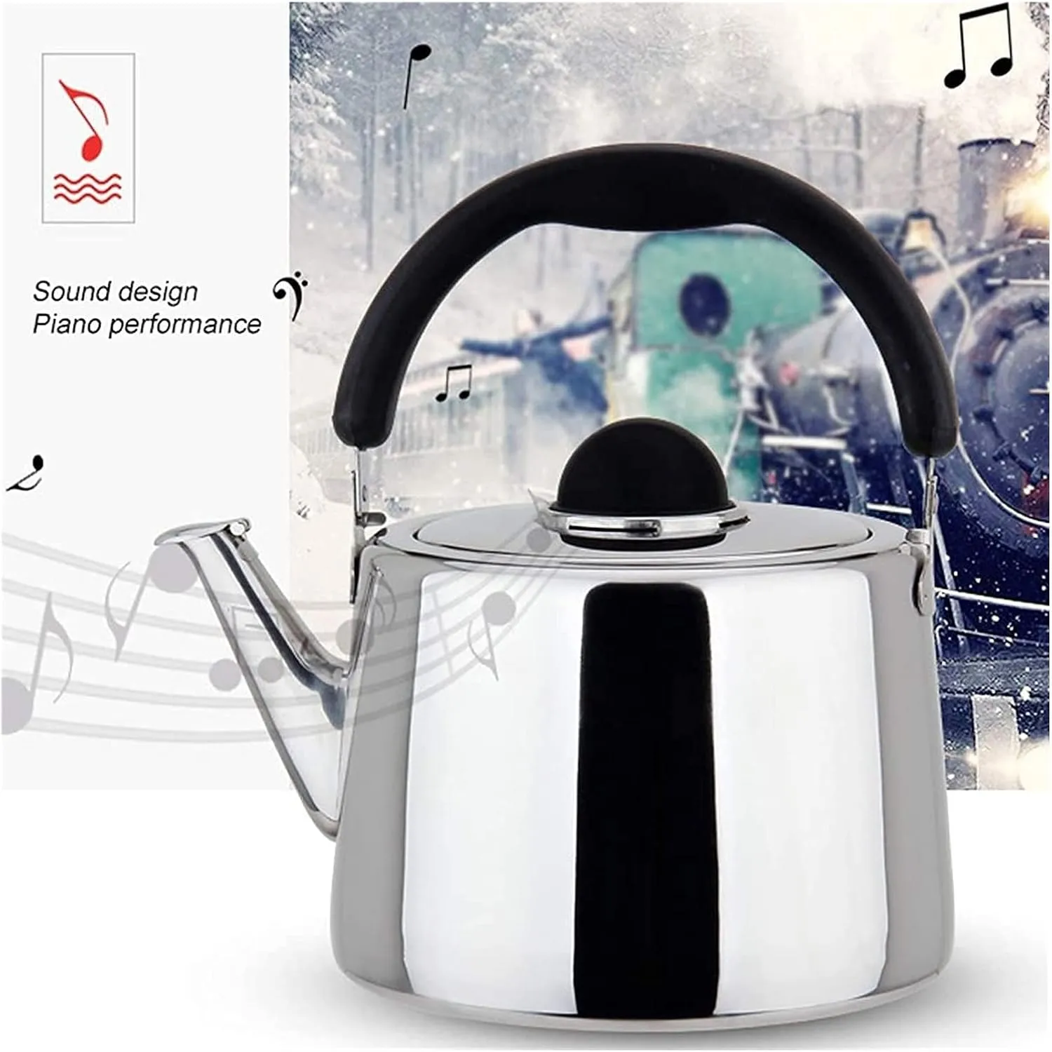Kettle Stove Top Stainless Steel Whistling Kettle Lightweight Compact Durable for Camping Trips Hiking Cooking Campsite Campfire BBQ Glamping Camping Kettle