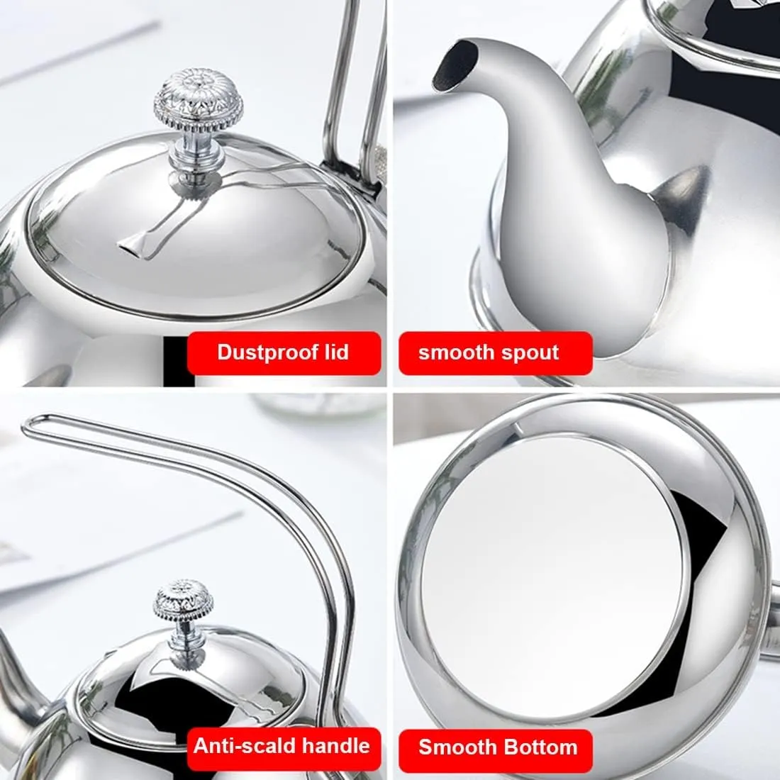 Kettle with Infuser, Camping Coffee & Tea Pots, Stove Teapot, Household Stainless Steel Teapot(1.5L)