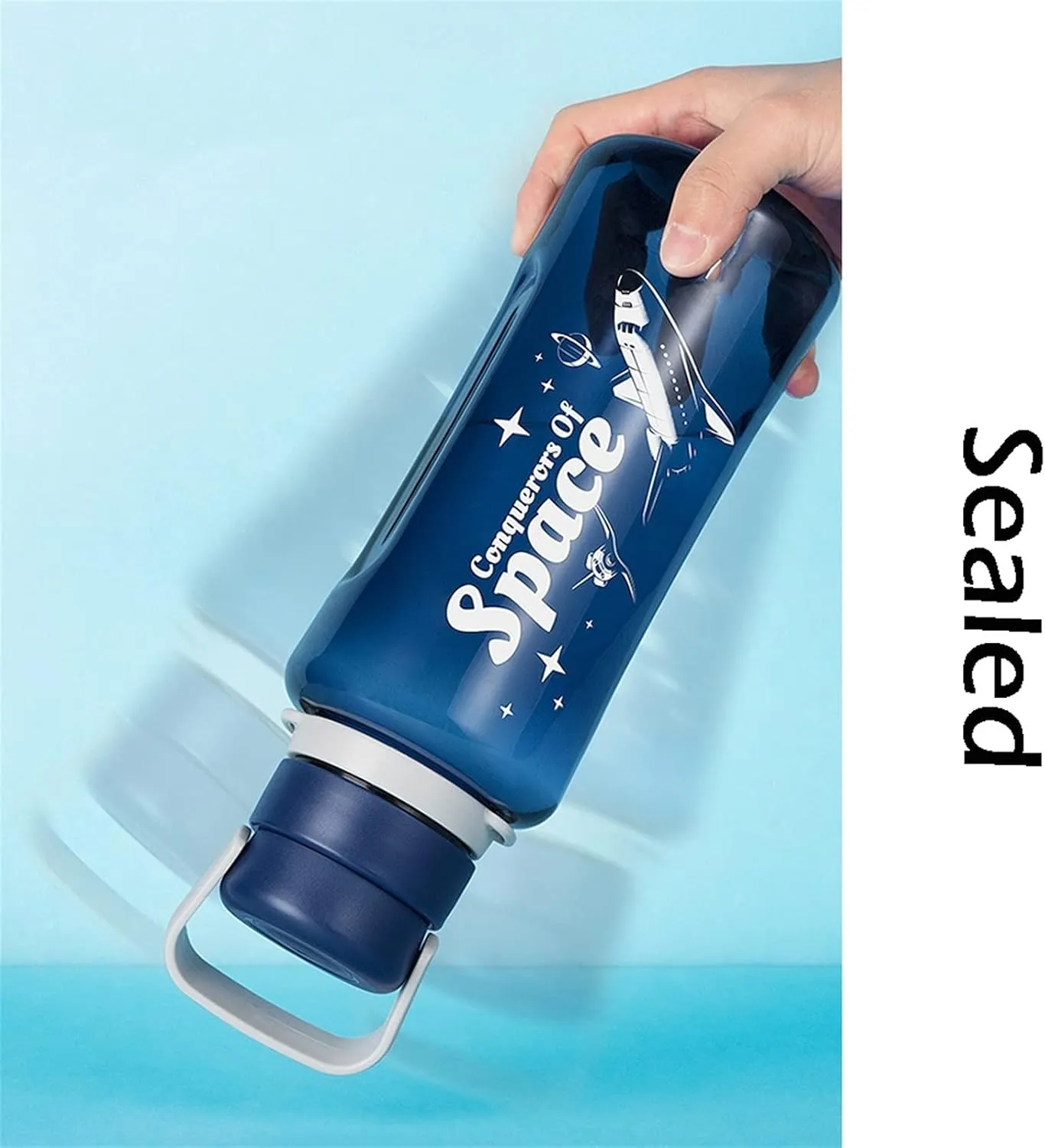 kettles 28.7/50.7 oz Large Capacity Sports Bottle-Portable Handle,Plastic Water Cups,Leak-proof Jug with Removable Rope,Space Picture canteen(C,Medium)