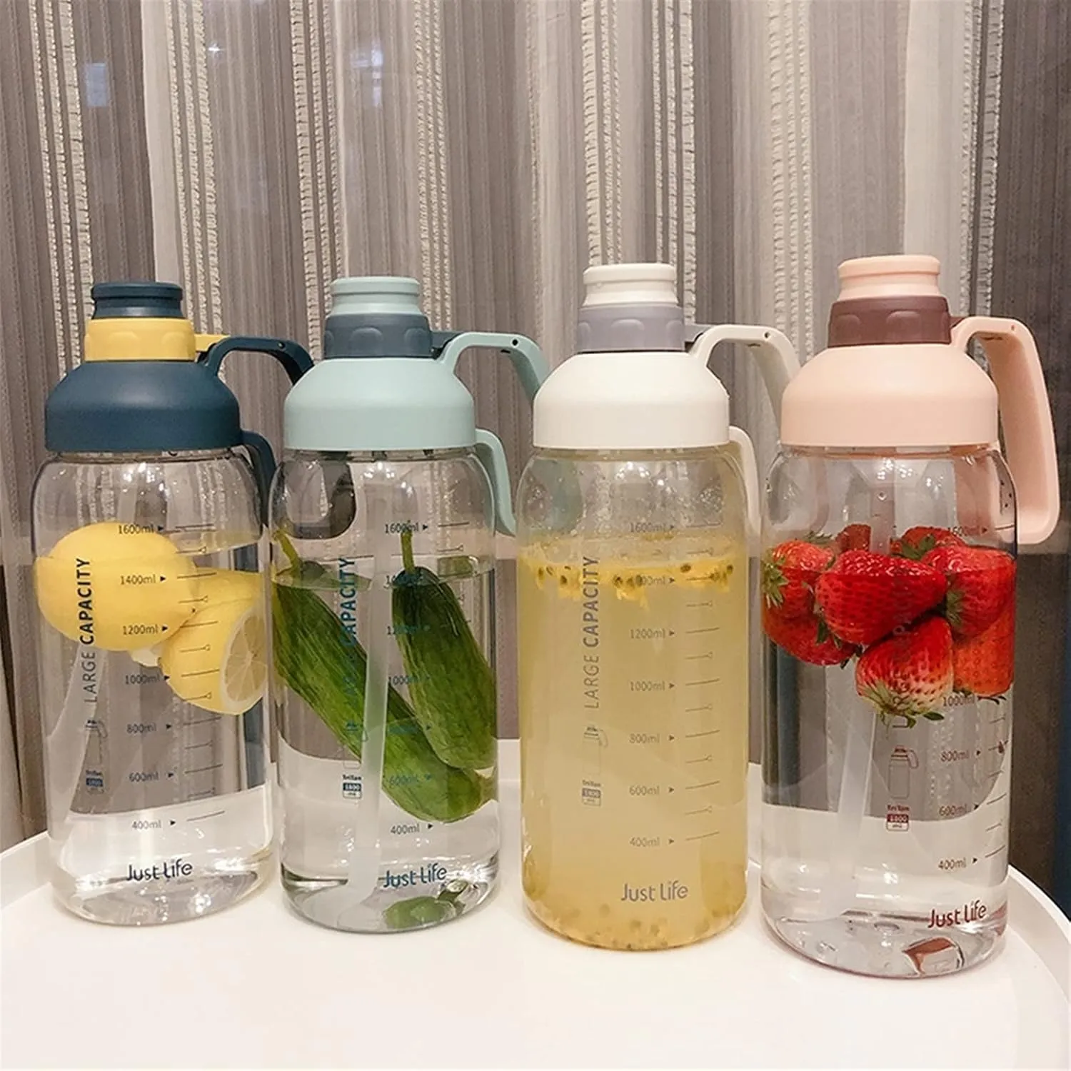 kettles 60.9 oz Large Water Bottle with Motivational Time Marker Reminder,Portable Sports Bottles with Straw-Durable,Outdoor Activity canteen(B), 20010125