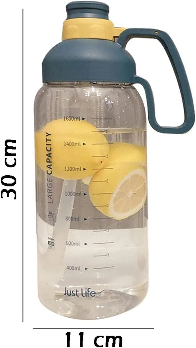 kettles 60.9 oz Large Water Bottle with Motivational Time Marker Reminder,Portable Sports Bottles with Straw-Durable,Outdoor Activity canteen(B), 20010125