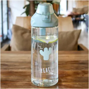 kettles Cute Sport Bottle for Students with Sealed Lid,Portable Clear Water Bottle,Protective Spout Cover,Large Cups for Students canteen(B)
