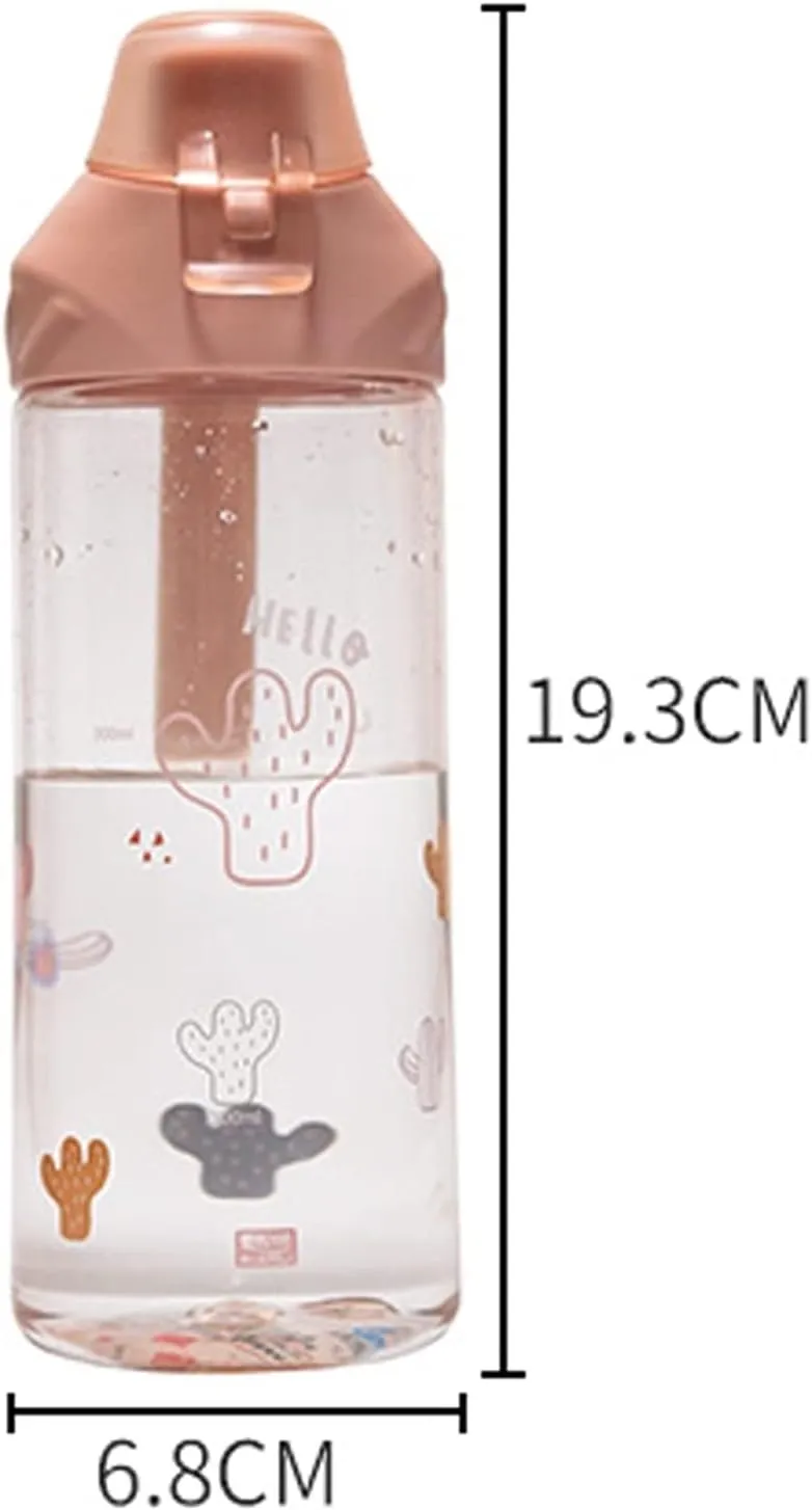 kettles Cute Sport Bottle for Students with Sealed Lid,Portable Clear Water Bottle,Protective Spout Cover,Large Cups for Students canteen(B)