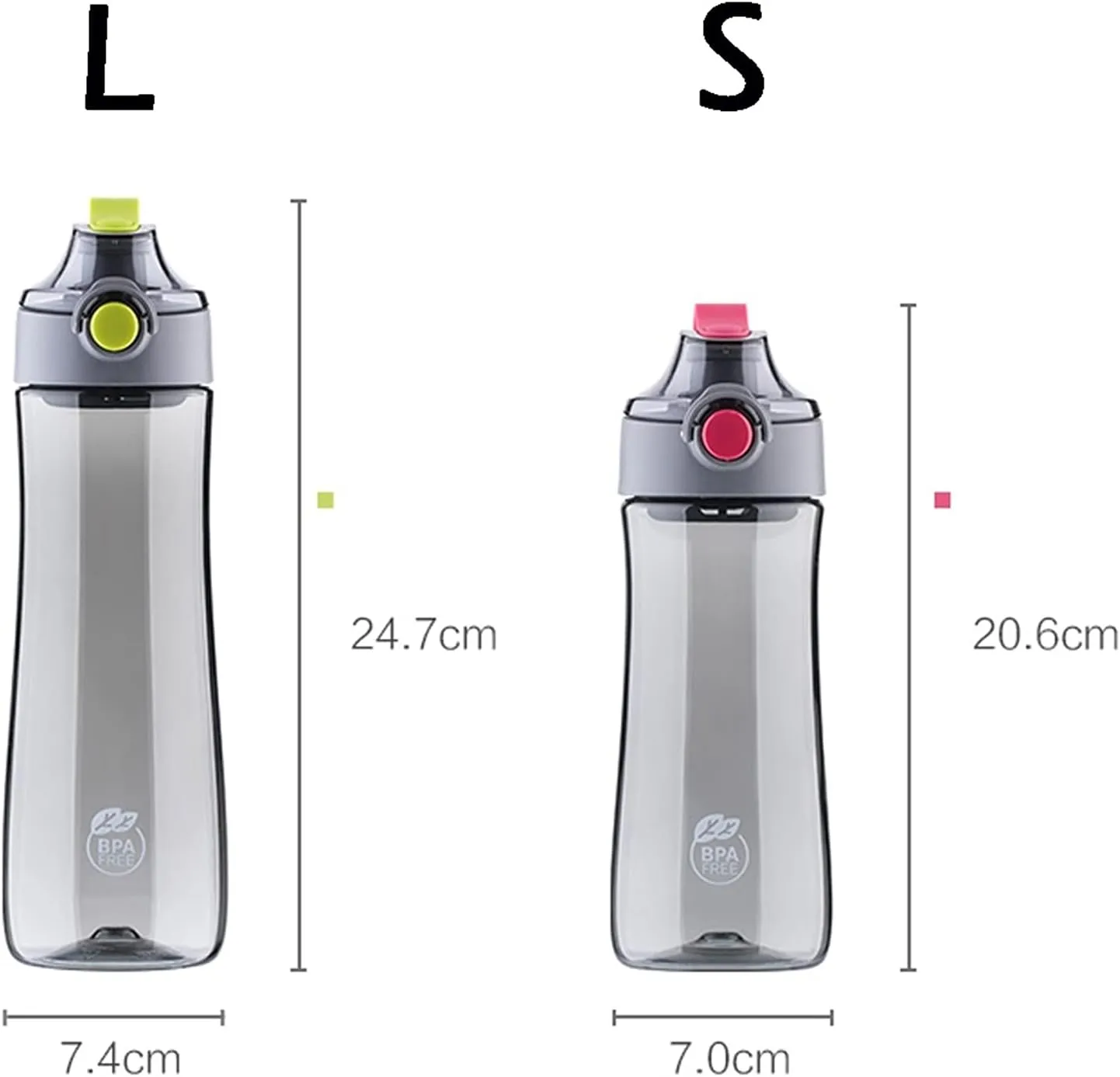 kettles Large Sports Water Bottles with Portable Handle/Push Button,20.6oz Plastic Water Cups with Filter,BPA free,Medium,Leak proof canteen(B,Medium)