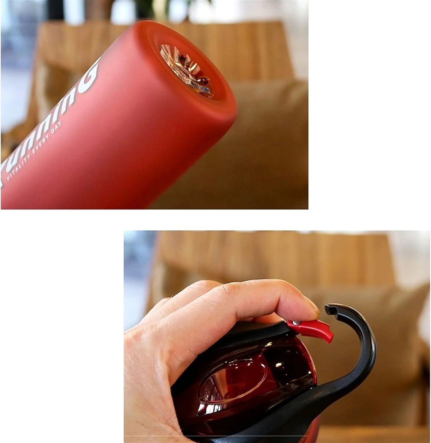 kettles Matte texture Sport Bottle with Time Marker,Large Capacity,Water Cups for Fitness/Outdoor,One-Click Push Button,Leak proof canteen(C,Large)
