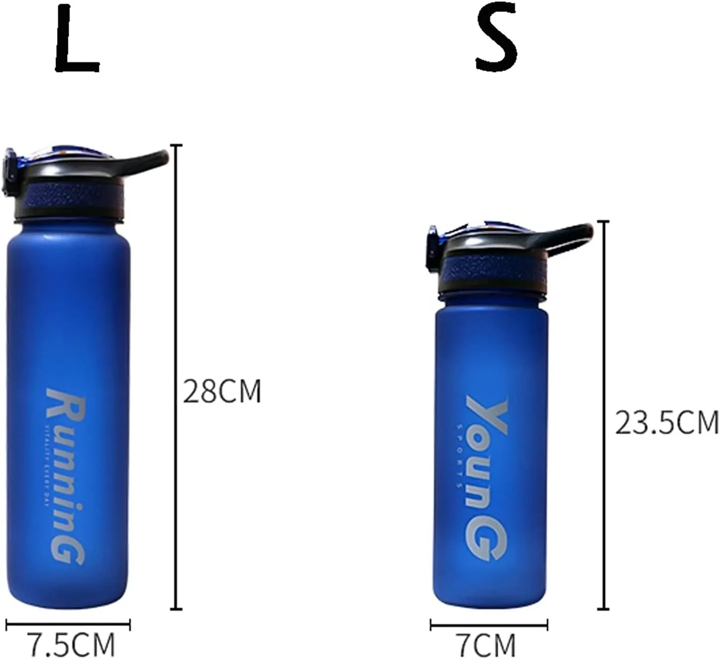 kettles Matte texture Sport Bottle with Time Marker,Large Capacity,Water Cups for Fitness/Outdoor,One-Click Push Button,Leak proof canteen(C,Large)