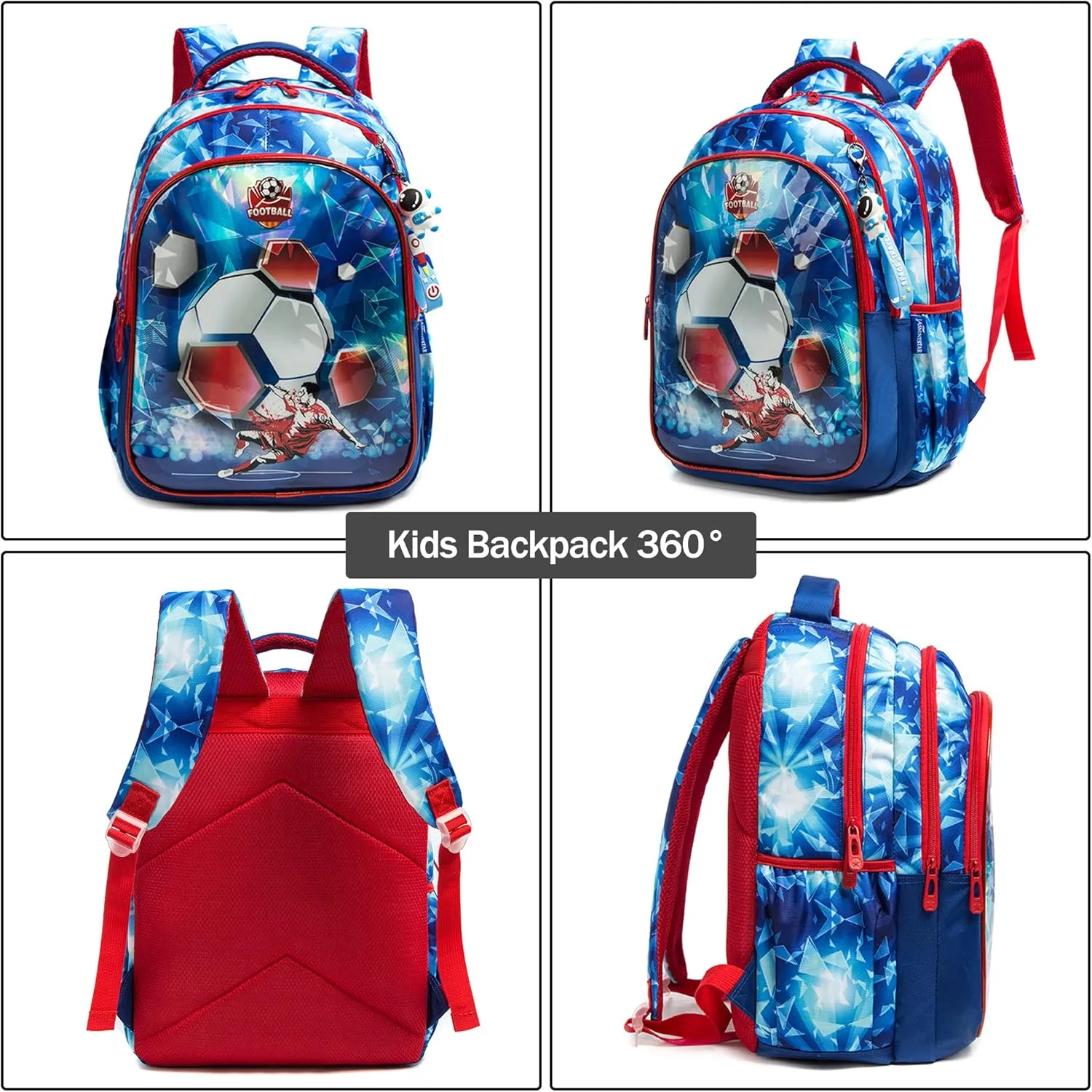 Kids Backpack 17inch with Lunch Bag and Pencil Case Lightweight School Backpack for Teens, Girls, Boys, Elementary