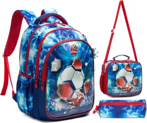 Kids Backpack 17inch with Lunch Bag and Pencil Case Lightweight School Backpack for Teens, Girls, Boys, Elementary