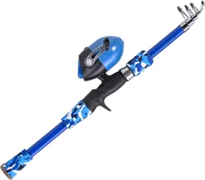 Kids Fishing Pole Telescopic and Reel Portable, 64.9'' Fishing Rod and Reel Combo Fiberglass Spinning Rod Set Lightweight for Saltwater/Freshwater Fishing