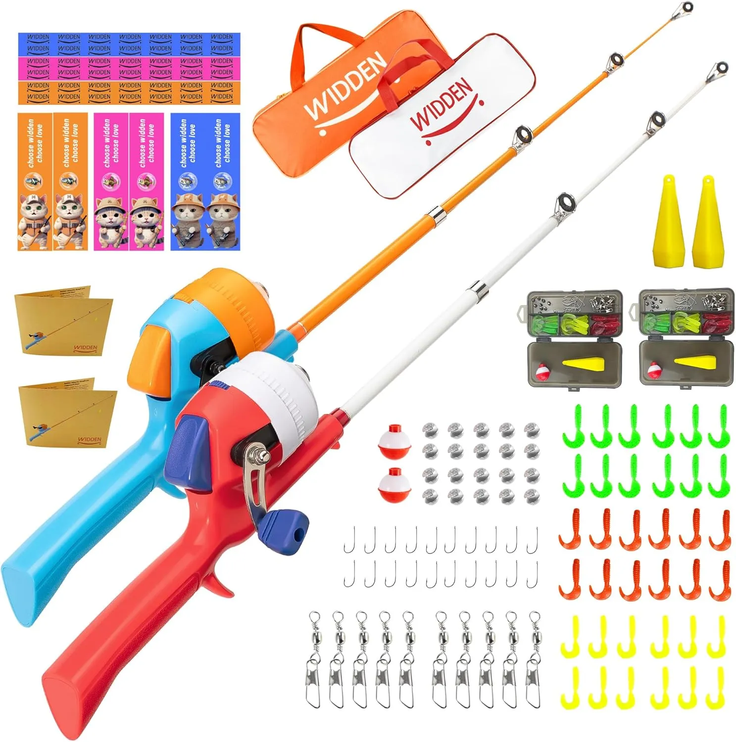Kids Fishing Pole, Telescopic Fishing Rod, Toddler Collapsible Fishing Rod and Reel Combo with Tackle Box, Fishing Line, Bobber, and Soft Lures for Boy, Girl, Youth, Beginner, Over 4 Years Old