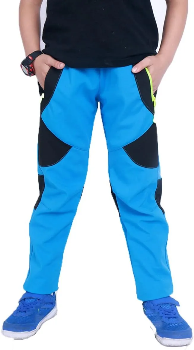 Kids Softshell Trousers Fleece Lined Outdoor Hiking Trekking Pants Skiing Snow Winter Pants Boys Girls