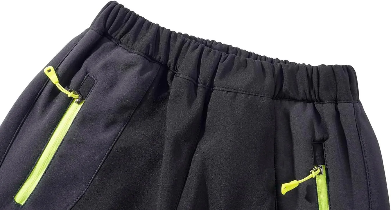 Kids Softshell Trousers Fleece Lined Outdoor Hiking Trekking Pants Skiing Snow Winter Pants Boys Girls
