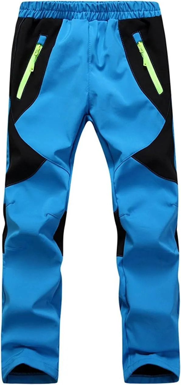 Kids Softshell Trousers Fleece Lined Outdoor Hiking Trekking Pants Skiing Snow Winter Pants Boys Girls