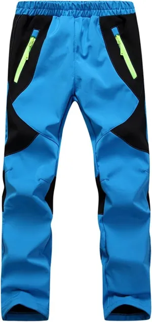Kids Softshell Trousers Fleece Lined Outdoor Hiking Trekking Pants Skiing Snow Winter Pants Boys Girls