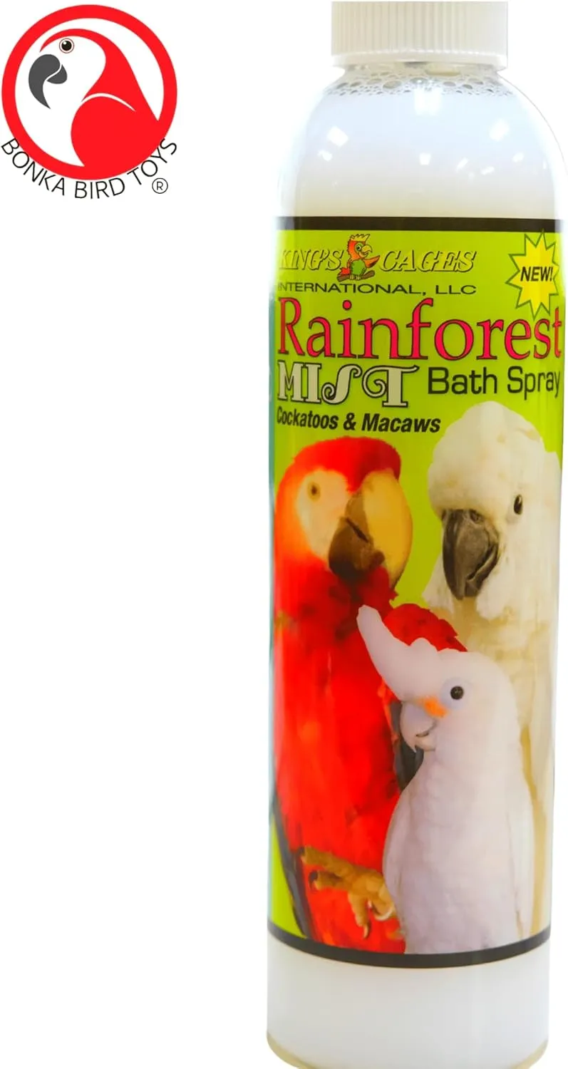 King's Cages Rainforest Mist Bath Spray for Cockatoos & Macaw 8oz.