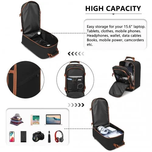 Kono Lightweight Cabin Bag Travel Business Backpack - Black And Brown