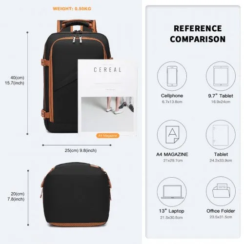 Kono Lightweight Cabin Bag Travel Business Backpack - Black And Brown