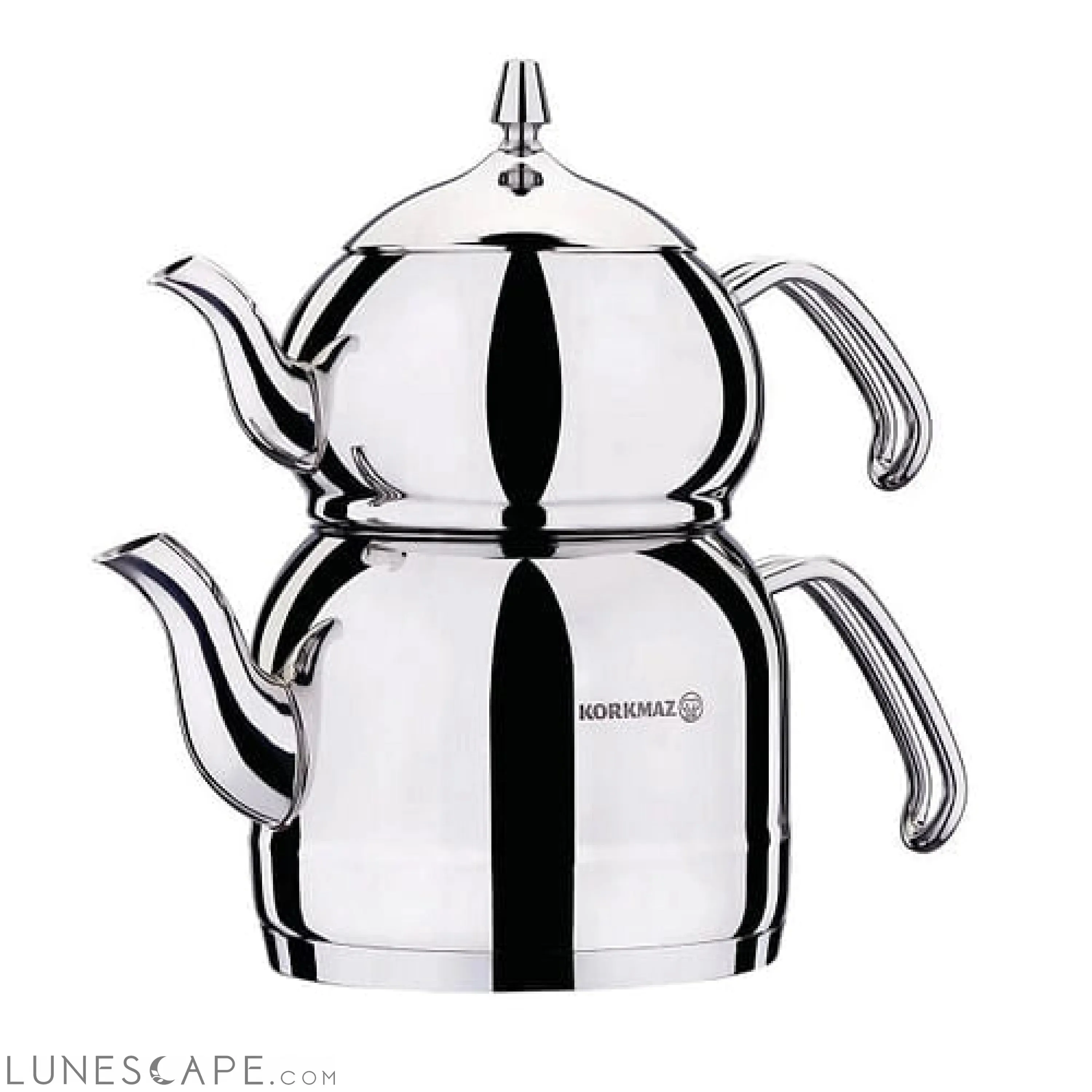 Korkmaz Efendi 1.1 Liter Tea Pot and 2.4 Liter Kettle Set in Silver
