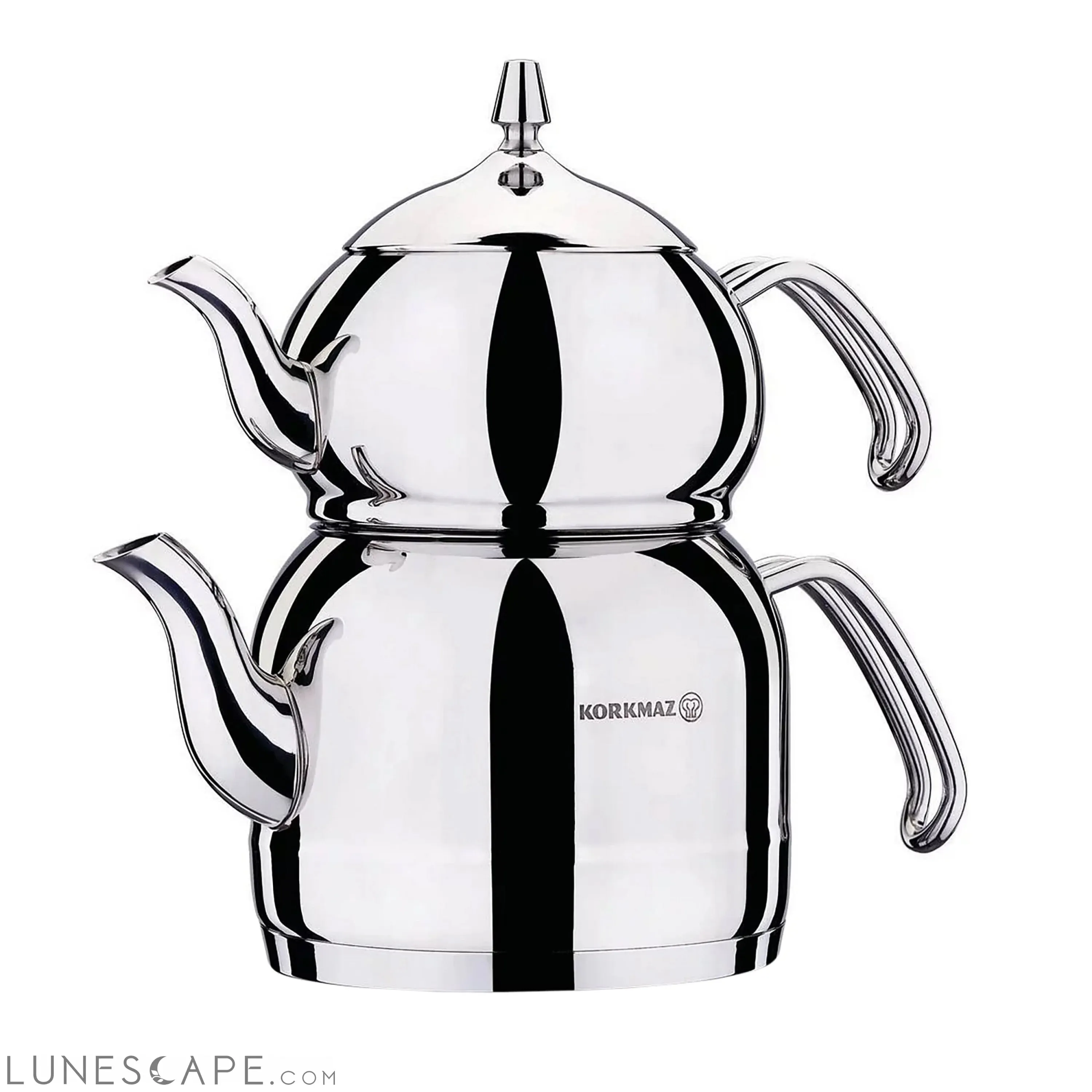 Korkmaz Efendi 1.1 Liter Tea Pot and 2.4 Liter Kettle Set in Silver