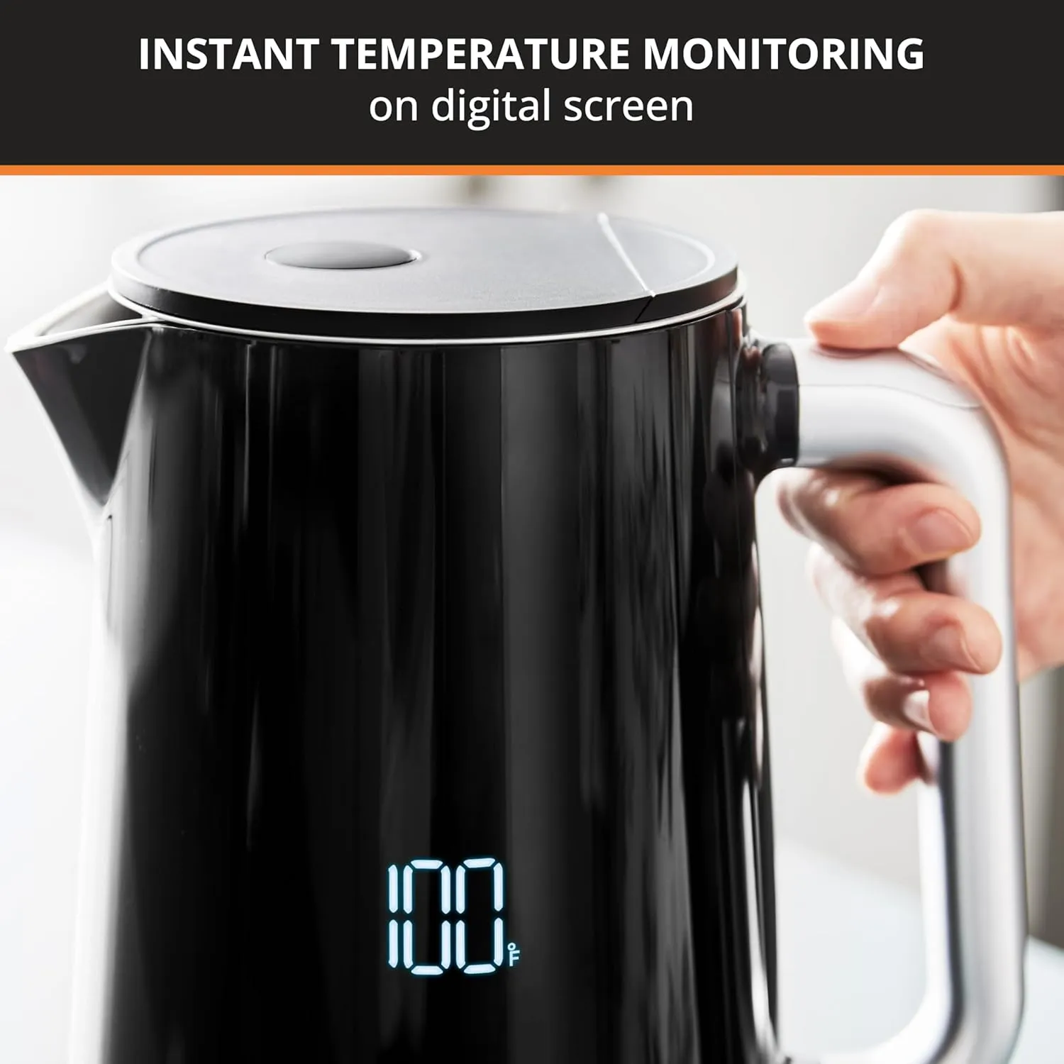 KRUPS Smart Temp Electric Kettle: 1.7L Capacity, 5 Precise Temperature Settings, Digital Display, Cool-Touch Exterior, Cordless Design for Tea and Coffee Lovers