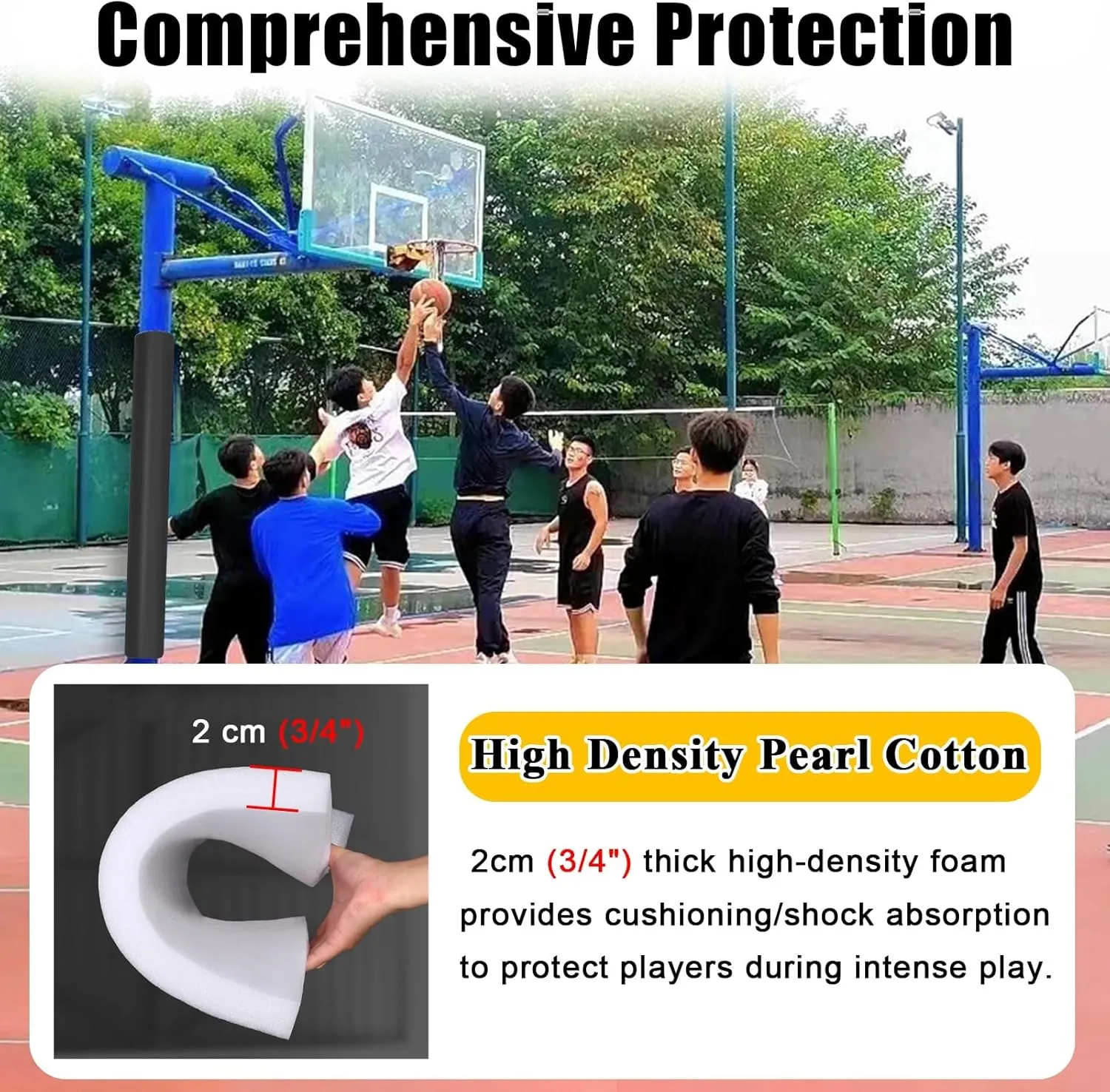 Kunovo Pole Padding All Weather Basketball Pole Padding Outdoor, Basketball Hoop Cushion/Crash Pad Fit Dia 3.5", Basement Round Column Pole Wrap with Velcro(Green,160cm/63 Tall)
