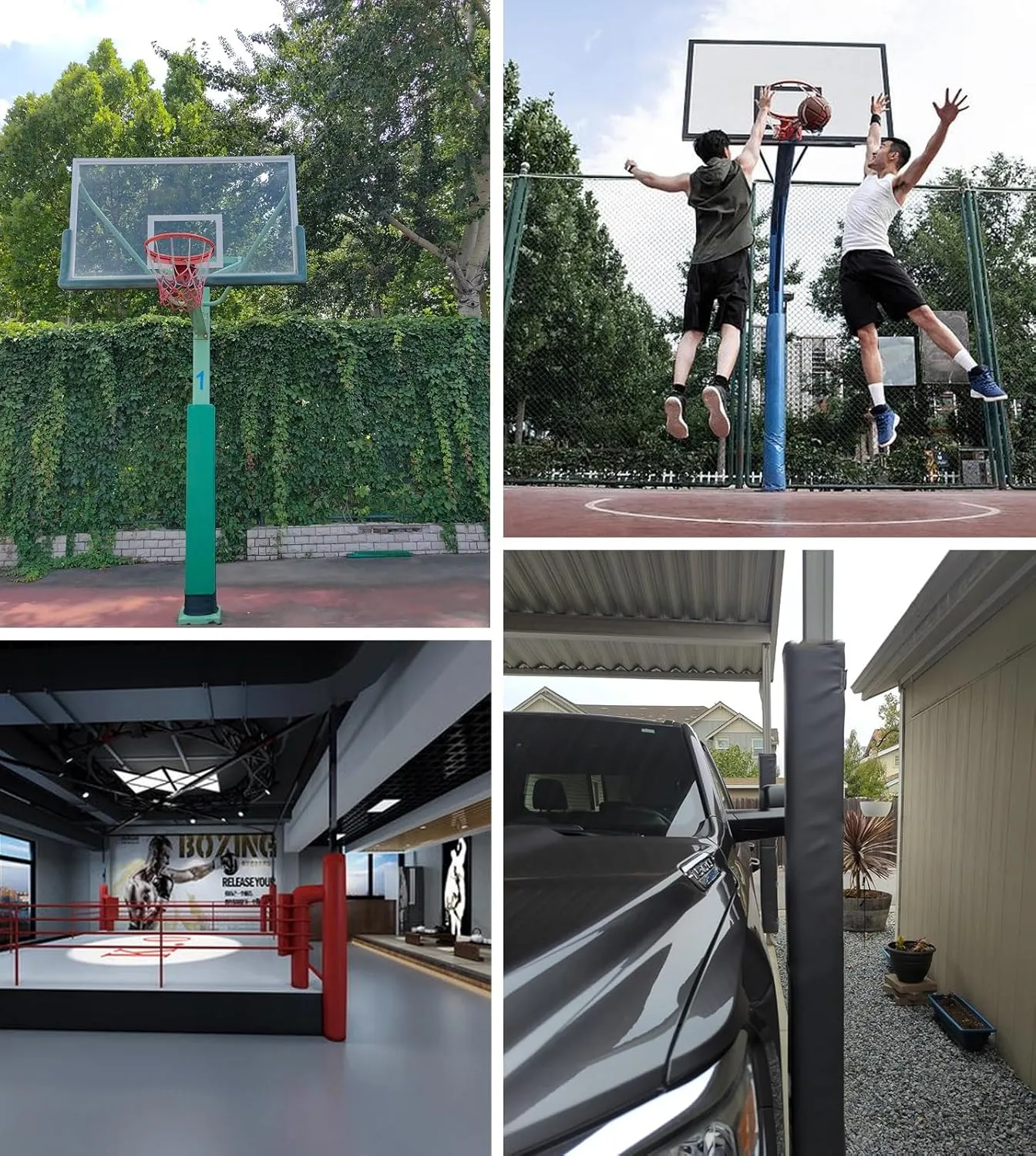 Kunovo Pole Padding All Weather Basketball Pole Padding Outdoor, Basketball Hoop Cushion/Crash Pad Fit Dia 3.5", Basement Round Column Pole Wrap with Velcro(Green,160cm/63 Tall)