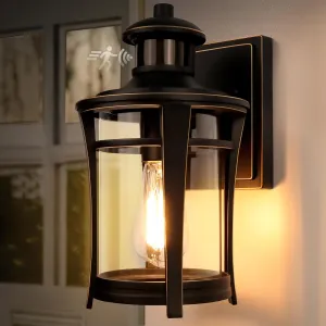 Lamomo Motion Sensor Outdoor Lights, Dusk to Dawn Porch Lights Fixture, Exterior Front Wall Light, Waterproof Anti-Rust Black and Gold Outside Lights for Housem, Garage, Entryway