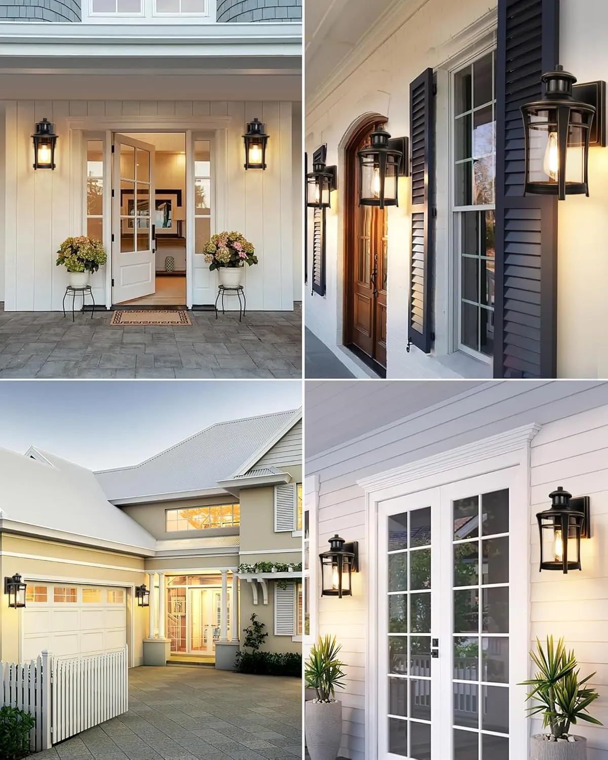 Lamomo Motion Sensor Outdoor Lights, Dusk to Dawn Porch Lights Fixture, Exterior Front Wall Light, Waterproof Anti-Rust Black and Gold Outside Lights for Housem, Garage, Entryway