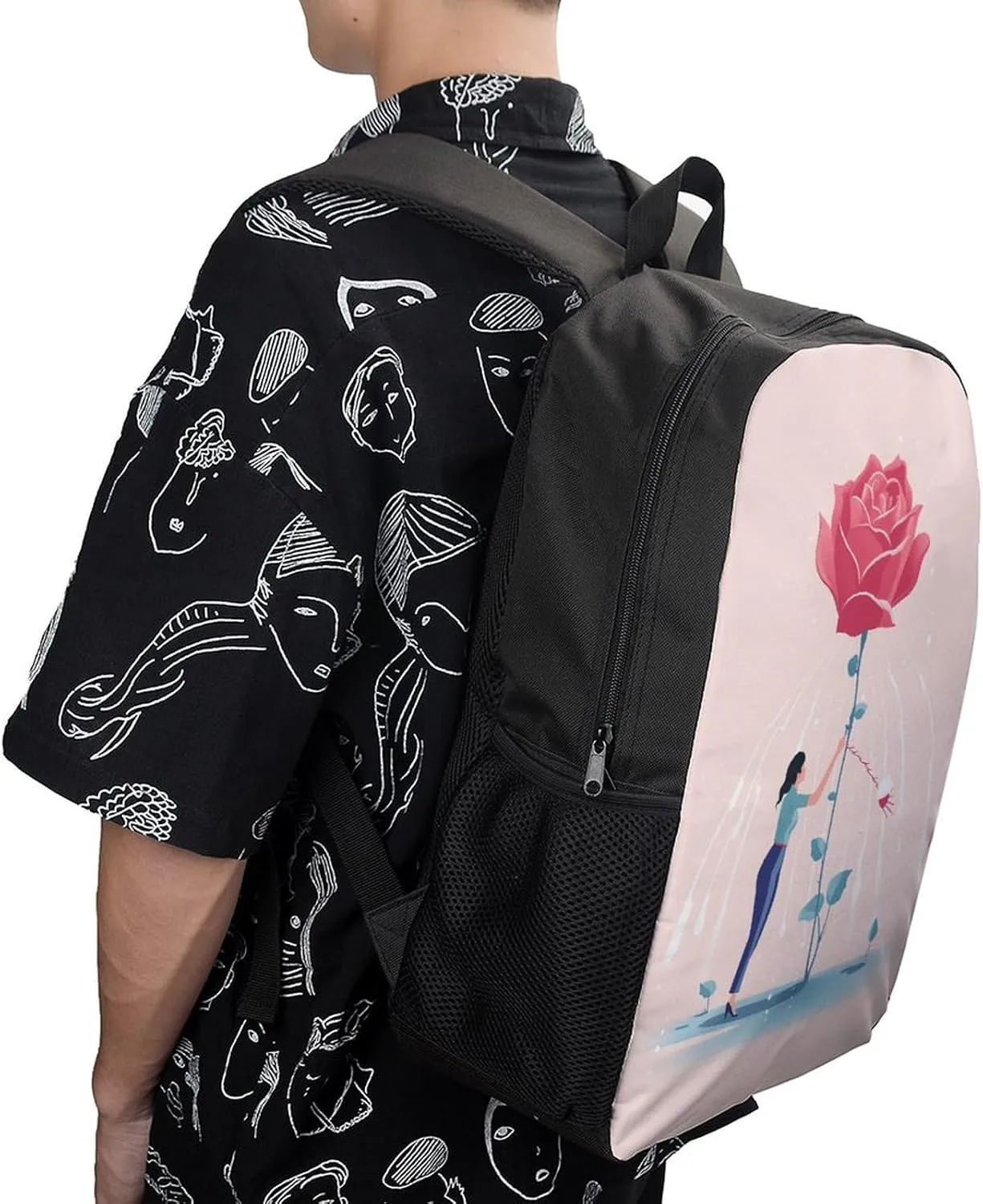 Laptop Backpack for Men 17 Inch Watering The Flowers Work Casual Backpack Lightweight Travel Shoulder Bag