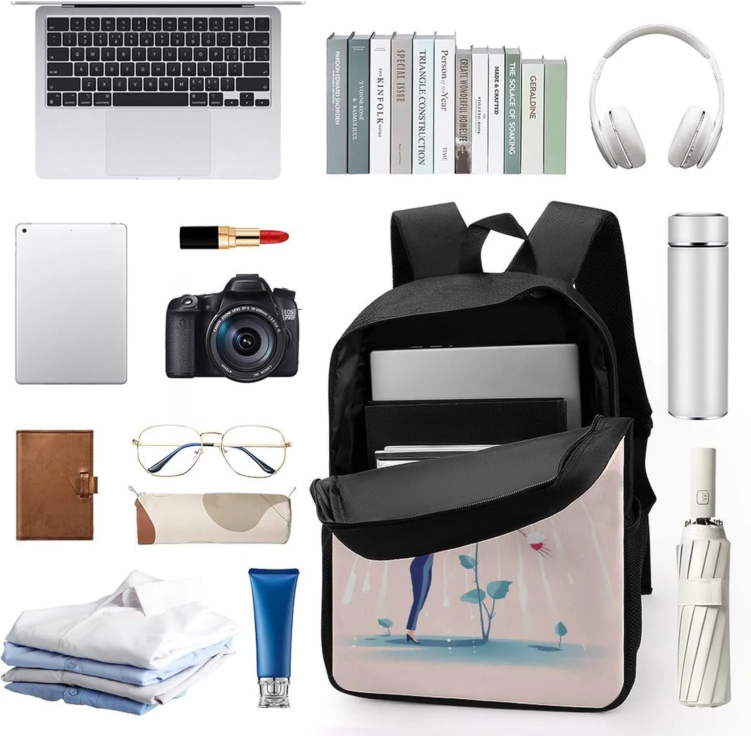 Laptop Backpack for Men 17 Inch Watering The Flowers Work Casual Backpack Lightweight Travel Shoulder Bag