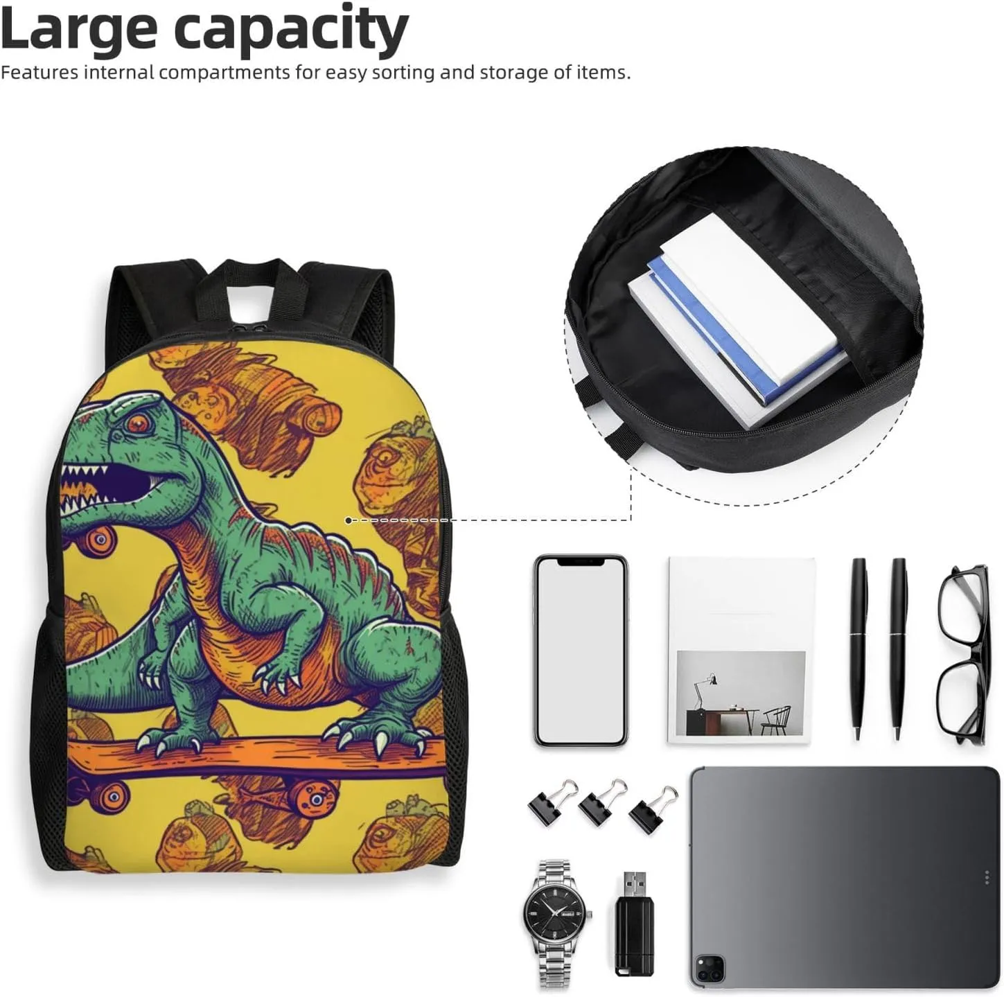 Laptop Backpack for Men Women Lightweight Backpack Skateboard dinosaur Rucksack Laptop Bag Daypack for Travel