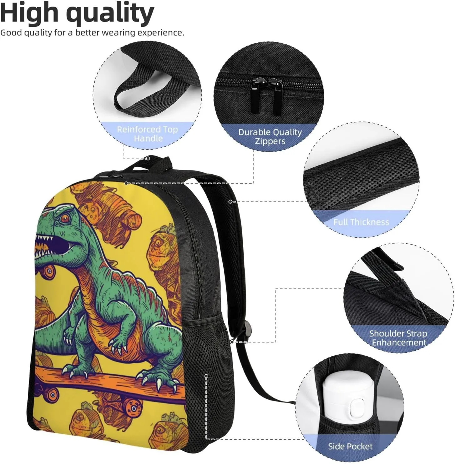 Laptop Backpack for Men Women Lightweight Backpack Skateboard dinosaur Rucksack Laptop Bag Daypack for Travel