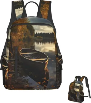 Laptop Backpack Lightweight Travel Backpack Boat at Lake Shore Computer Bag Hiking Daypack for Men Women