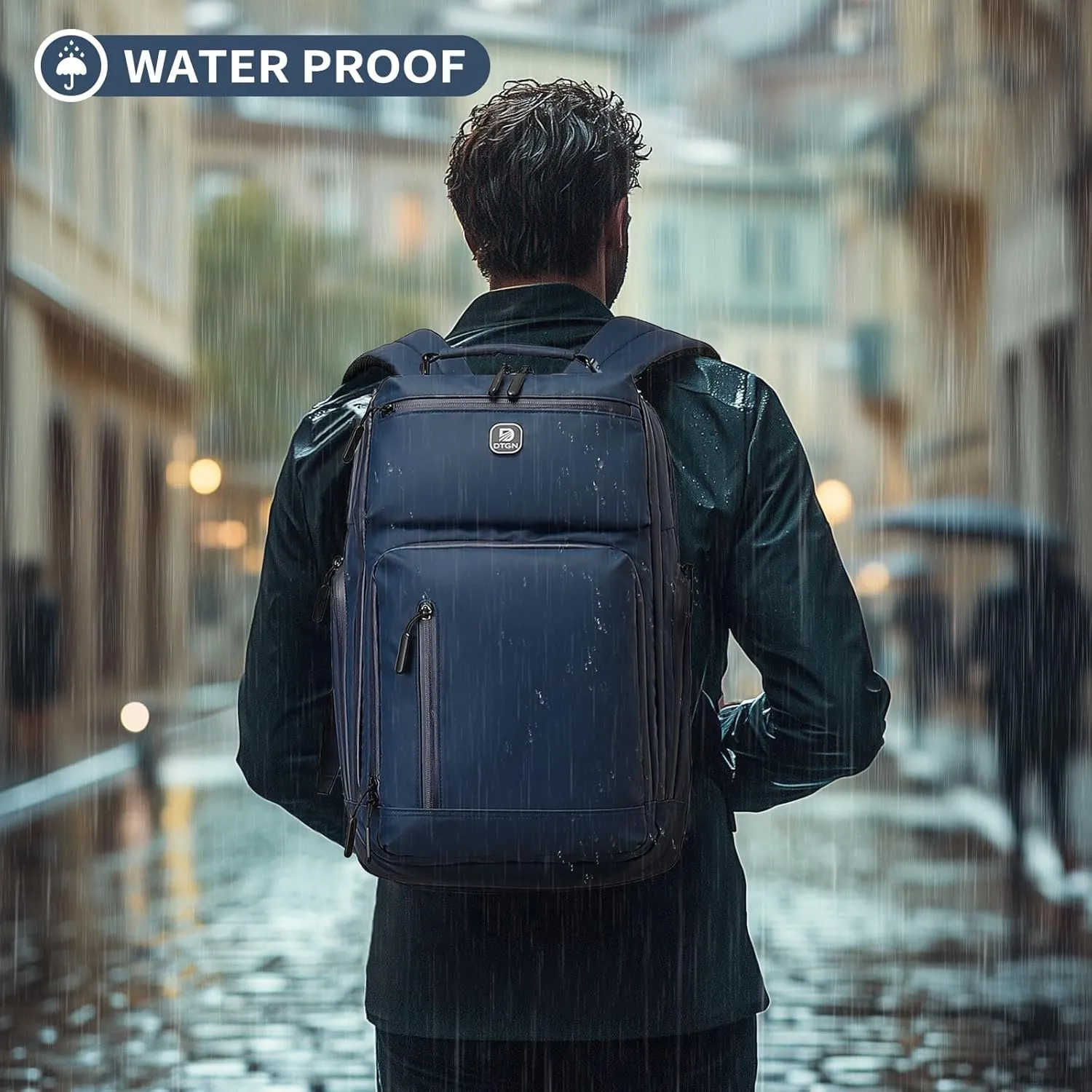 Large Capacity Water Resistant Laptop Backpack, 17 Inch Airplane Approved Durable Bag for College, Business Travel, Blue