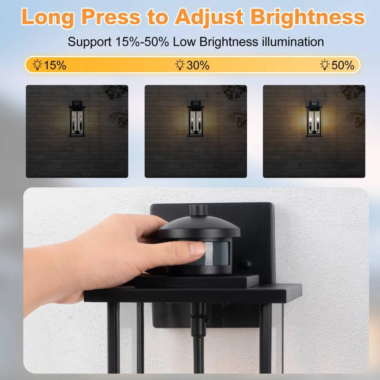 Large Motion Sensor Outdoor Sconce 2-Pack, 16" Black Dusk to Dawn Wall Light, Outdoor Wall Mount Fixtures, 2-Light Exterior Waterproof Wall Lights, Doorway, House Front Door, Patio, Garage