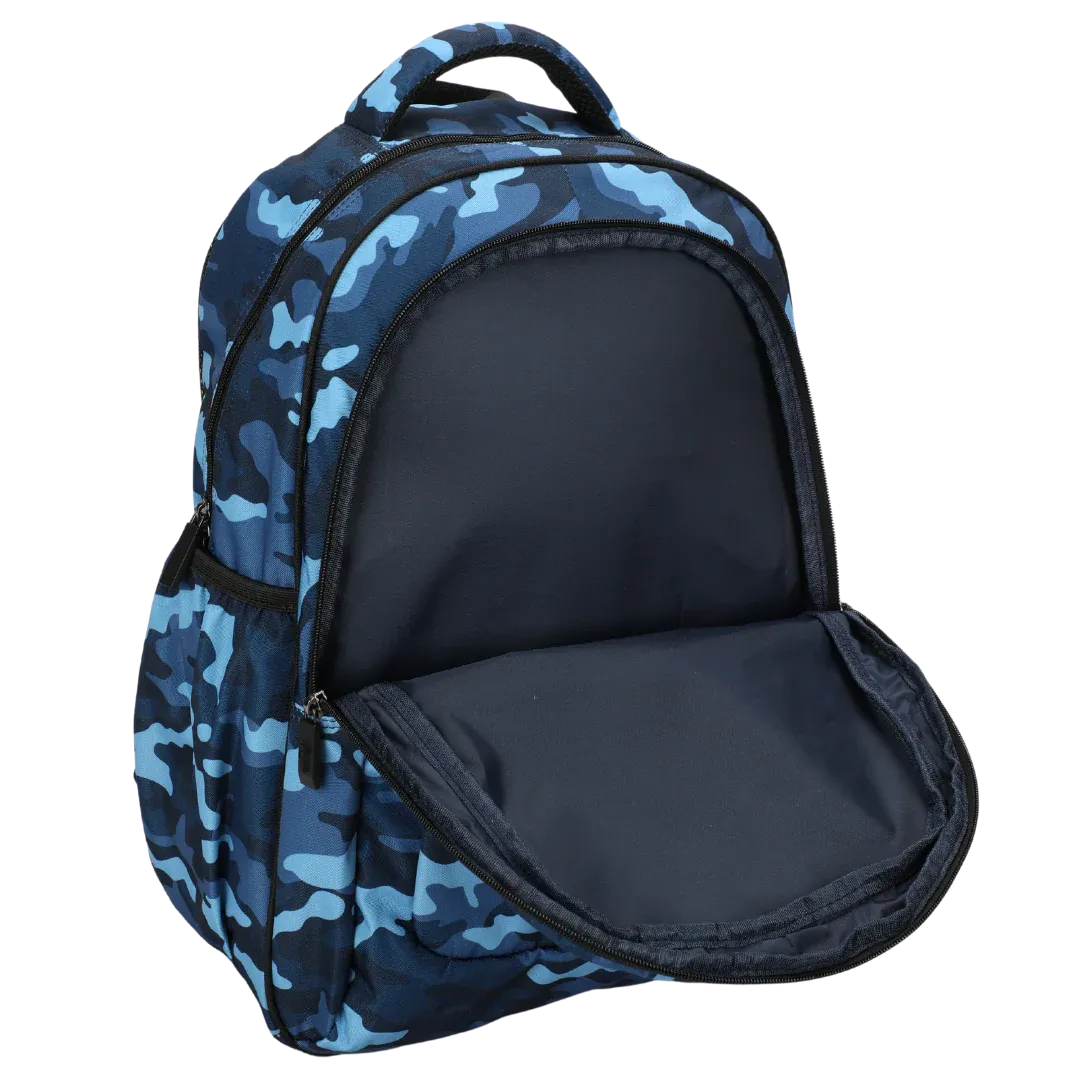 Large School Backpack - Blue Camouflage