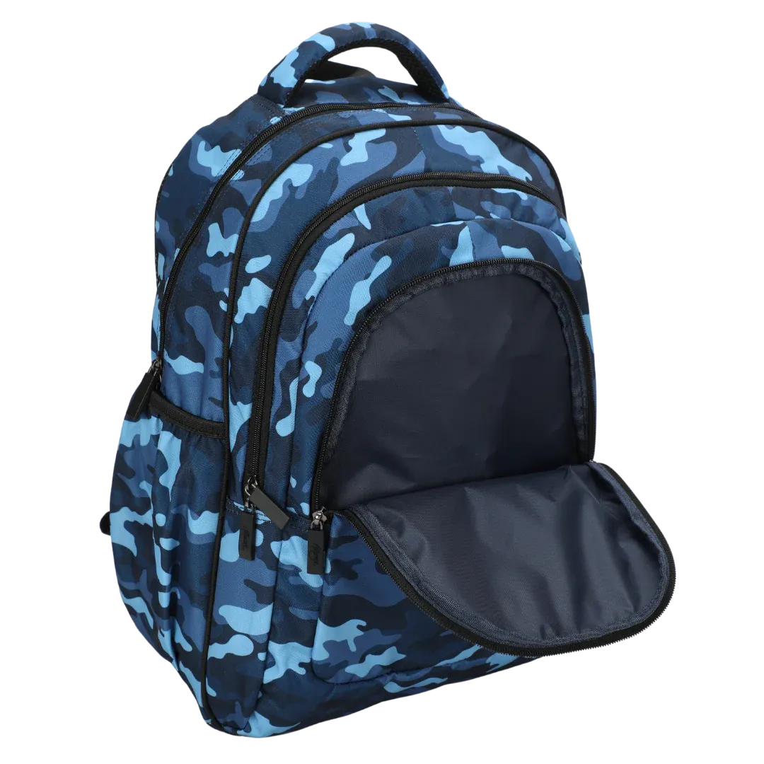 Large School Backpack - Blue Camouflage
