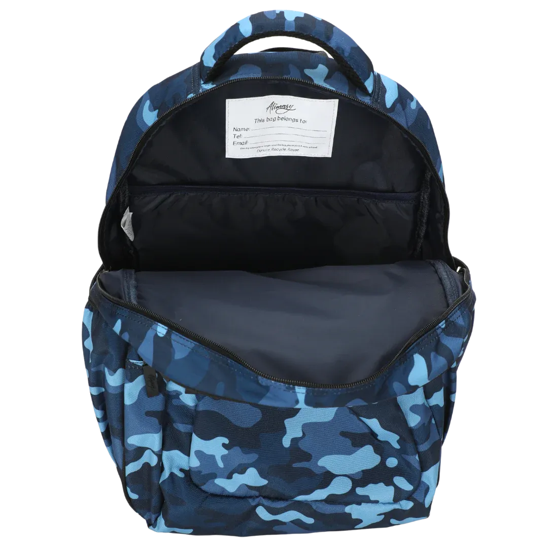 Large School Backpack - Blue Camouflage