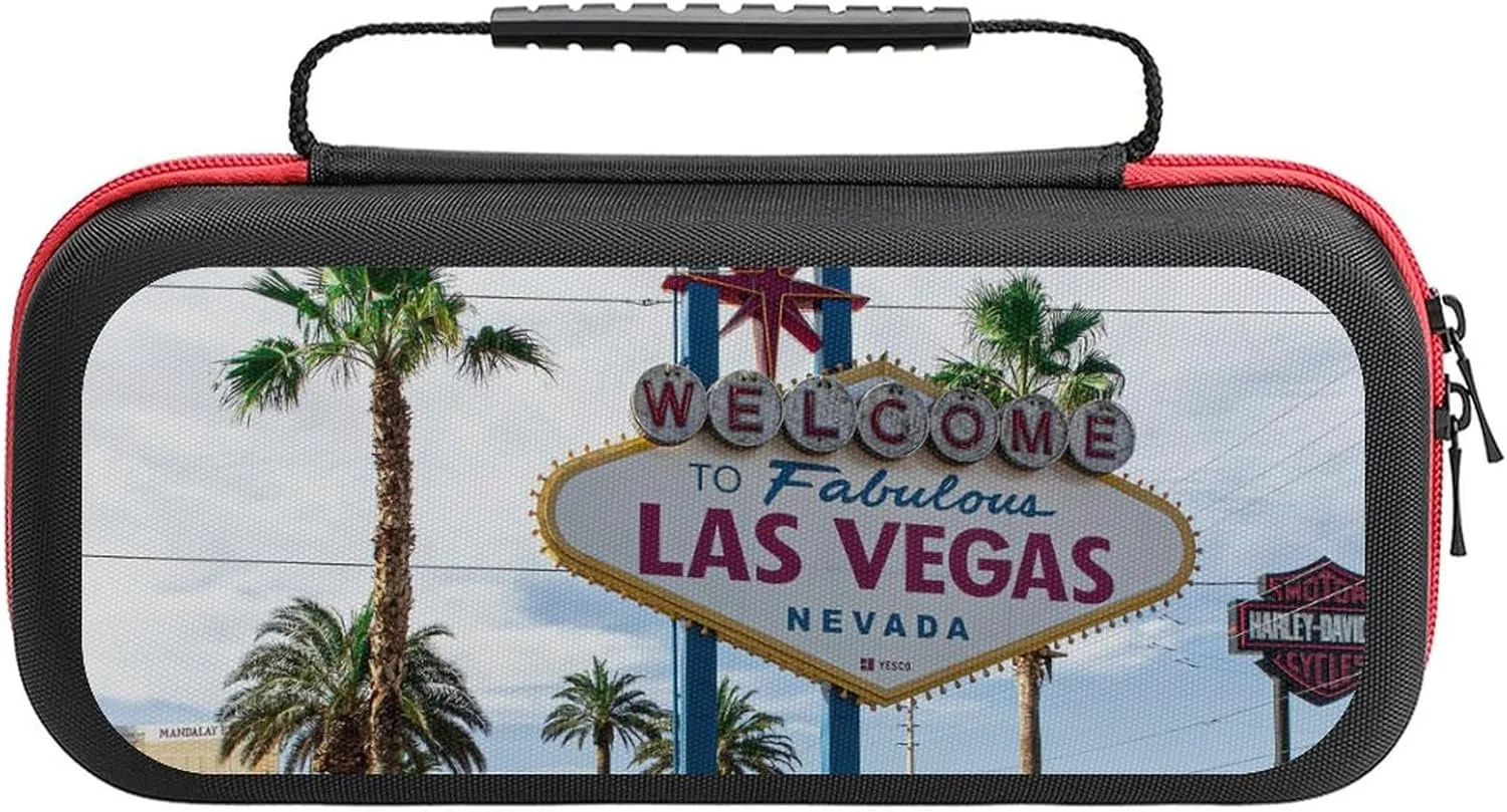 Las Vegas Portable Protective Shell Compatible with Switch Case Hard Travel Tote Bag with 20 Game Cartridges