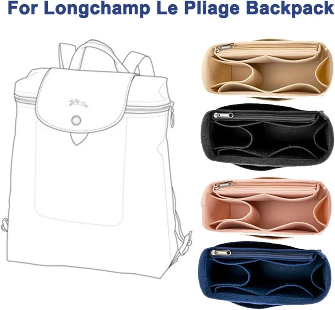 Lckaey purse backpack organizer for le pliage knapsack Felt Bag insert organizer Multi Pocket 1013beige