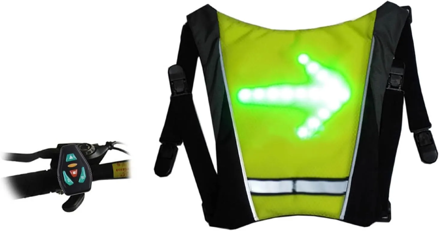 LED Reflective Vest with Direction Remote Control Turning Lights USB Rechargeable Cycling Safety Warning Light 2020
