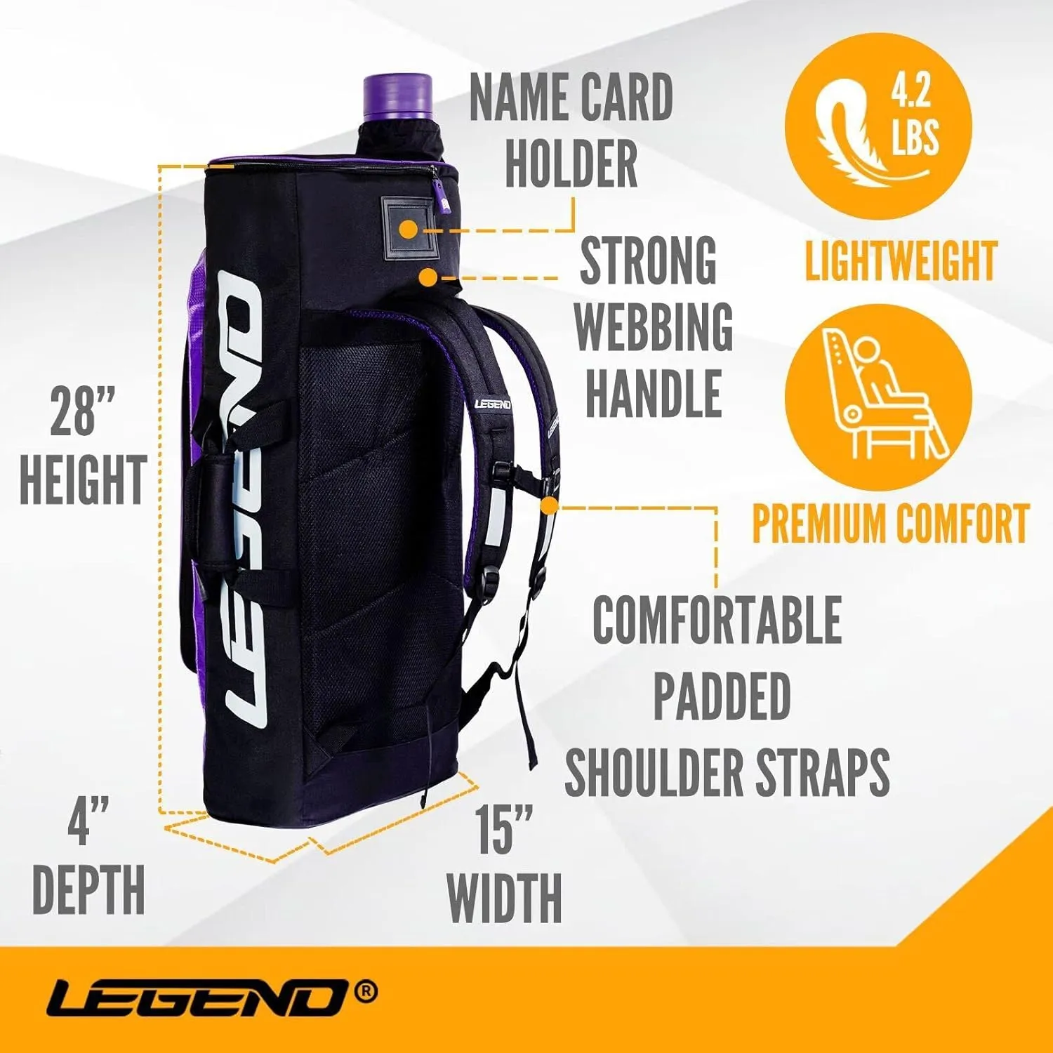 Legend XT720 Takedown Recurve Bow Case - Protective Nylon Archery Backpack Bag, Padded Recurve Bow and Arrow Case for Archery Accessories & Gears with Multiple Pockets, Arrow Tube Included