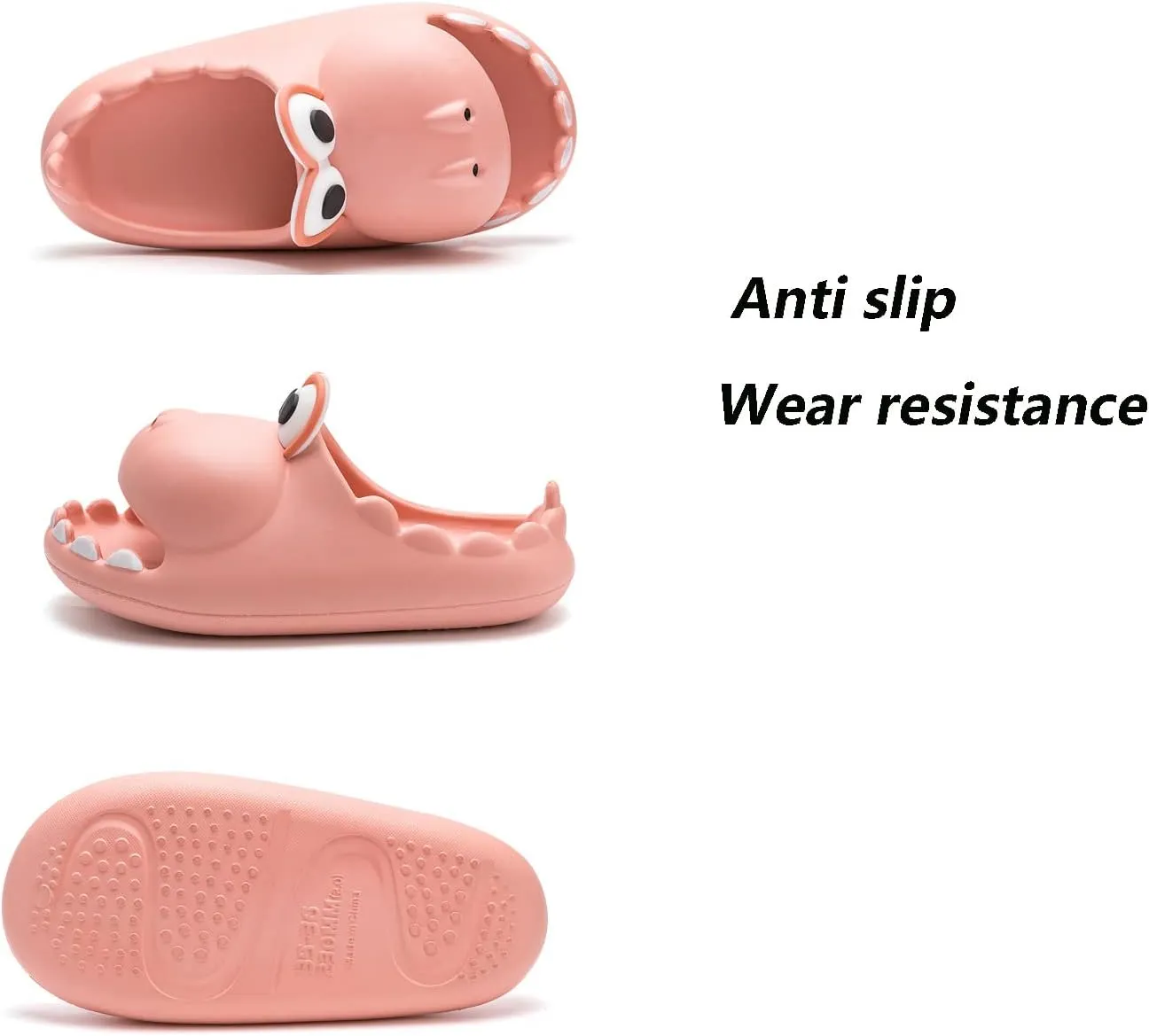 LELEBEAR Dinosaur Slippers for Women Man, Eva Novelty Open Toe Slides, Casual Beach Shoes Spa Sandals Indoor Outdoor with Beige Socks