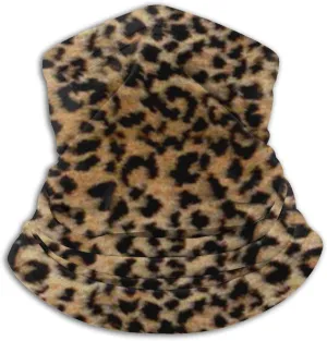 Leopard Print (2) Fleece Neck Warmer Heat Trapping Sun-Proof Neck Gaiter Tube Soft Elastic Balaclava Half Unisex Windproof Ski Neck Gaiter Cover for Winter Skiing Run Multicolored