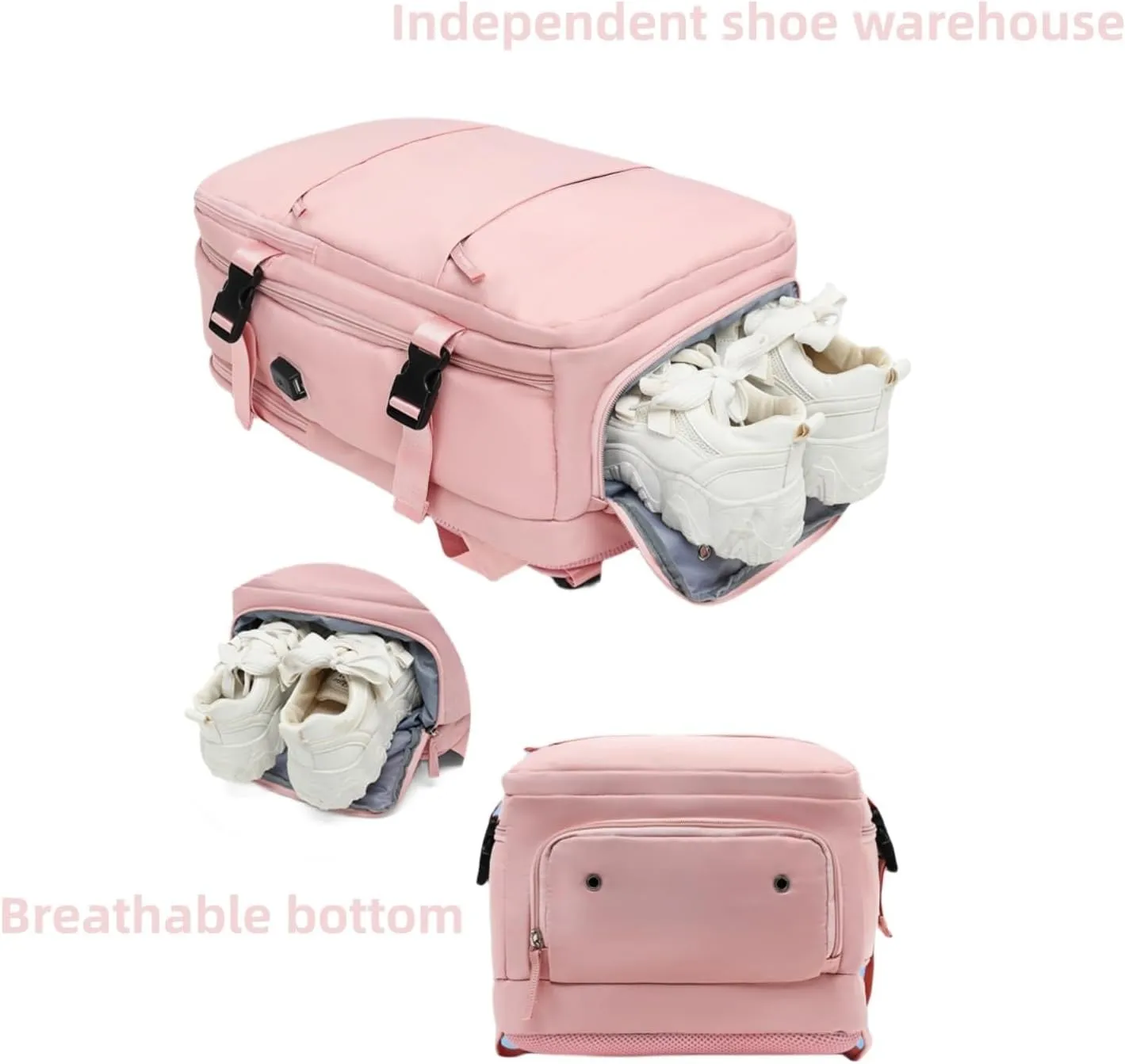 Levettevac Mochila, Levettevac Backpack, LevetteBag Backpack, Levette Bag, Large Capacity Bag with Separate Compartment (Pink)
